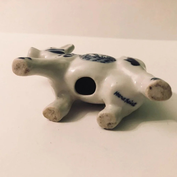 Vintage Hand Painted Delfts Blue  Cow Figurine Windmill 3.5 Inch Long - Picture 7 of 12